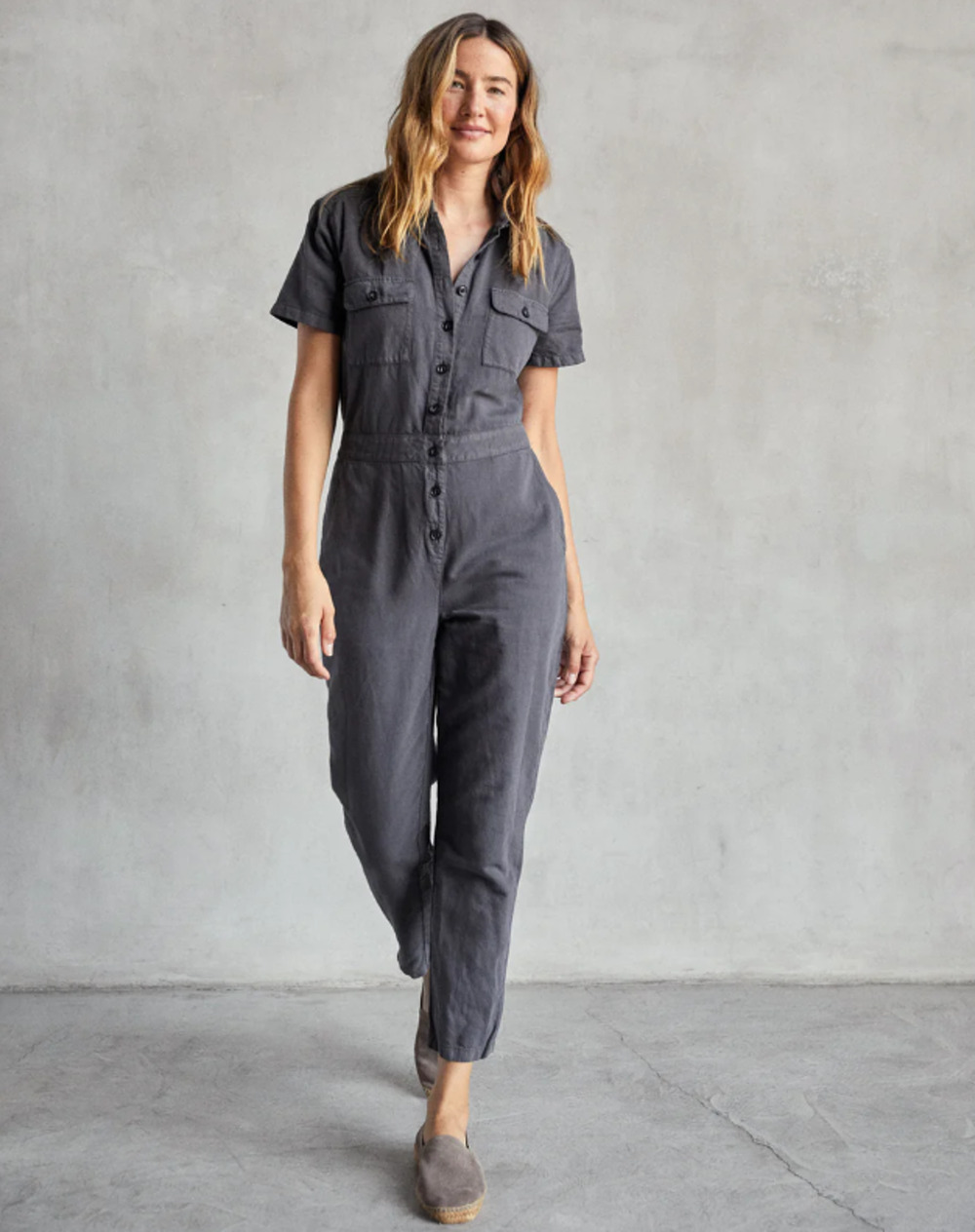 Outerknown S.E.A. Suit Short Sleeve Utility Cargo Jumpsuit Storm Gray S NWT $168